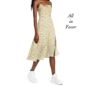 Yellow Ditsy Floral Asymmetric Cowl Neck Midi Dress ASO Superman & Lois - Sz S